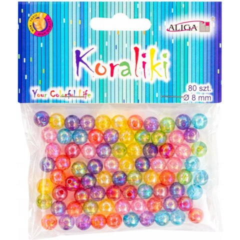 Koraliki plastikowe mix kolorów 8mm (80 szt.) PJ-0576 ALIGA