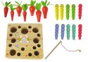 Drewniana Gra Marchewki Dżdżownica Magnes Wędka