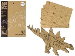 Drewniane Puzzle Przestrzenne 3D Stegozaur Składanka Edukacyjna 41 Elementów