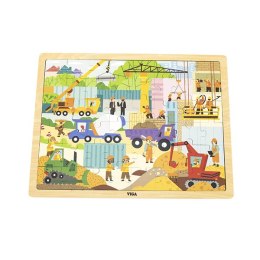 Viga 44585 Puzzle na podkładce 48 elementów - poznajemy maszyny budowlane